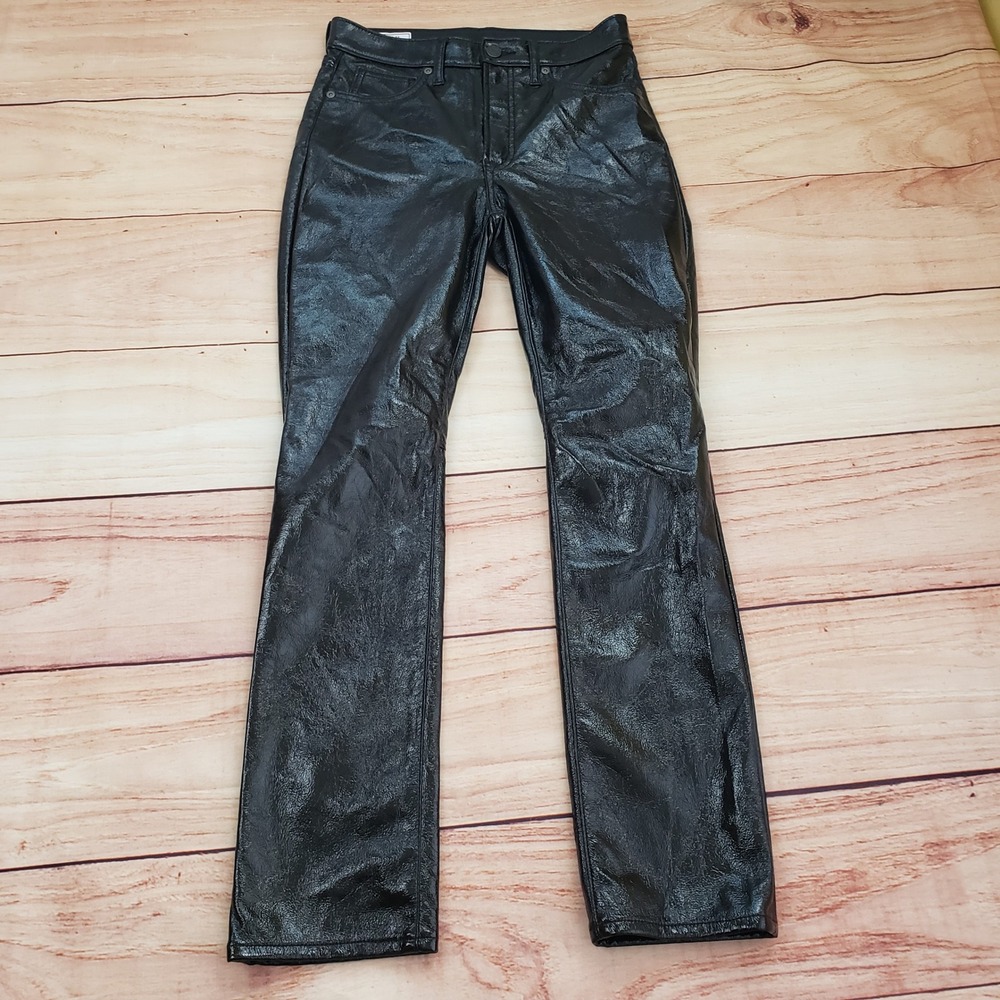 GAP  Pants Womens 26 Black Faux Leather Vintage Slim High Rise Ladies 26x27‎